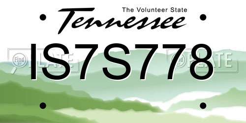 IS7S778 Tennessee License Plate