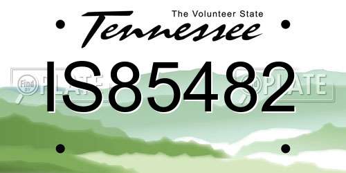 IS85482 Tennessee License Plate