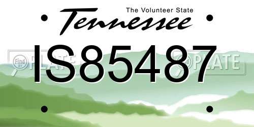 IS85487 Tennessee License Plate