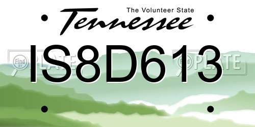 IS8D613 Tennessee License Plate
