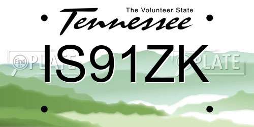 IS91ZK Tennessee License Plate