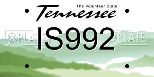 IS992 Tennessee License Plate