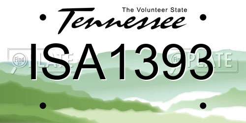 ISA1393 Tennessee License Plate