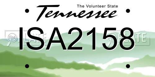 ISA2158 Tennessee License Plate