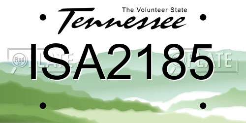 ISA2185 Tennessee License Plate