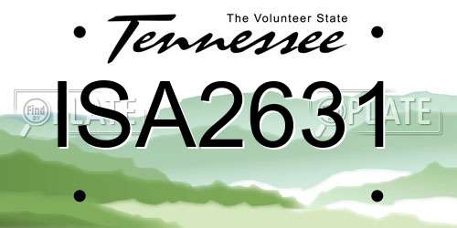 ISA2631 Tennessee License Plate