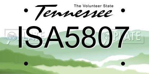 ISA5807 Tennessee License Plate