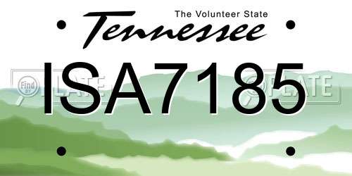 ISA7185 Tennessee License Plate