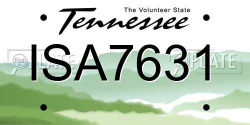 ISA7631 Tennessee License Plate