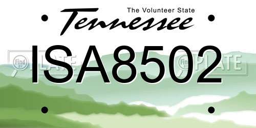 ISA8502 Tennessee License Plate