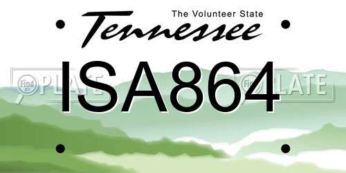 ISA864 Tennessee License Plate
