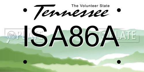 ISA86A Tennessee License Plate