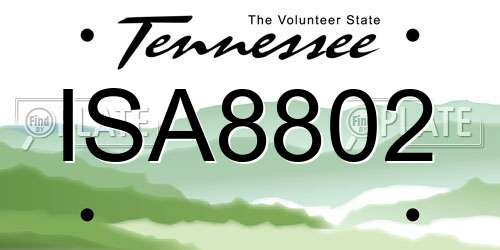 ISA8802 Tennessee License Plate