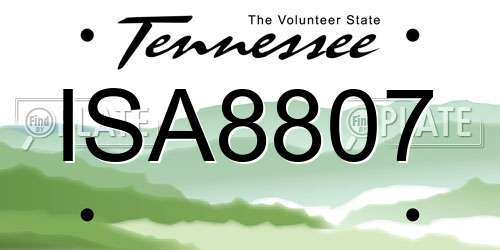 ISA8807 Tennessee License Plate