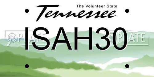 ISAH30 Tennessee License Plate