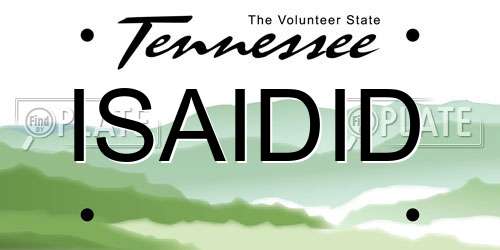 ISAIDID Tennessee License Plate