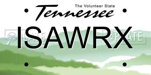 ISAWRX Tennessee License Plate