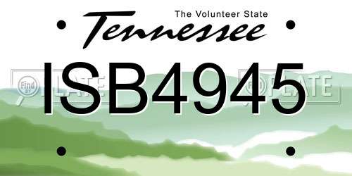 ISB4945 Tennessee License Plate