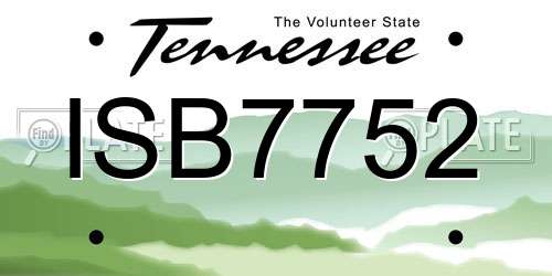 ISB7752 Tennessee License Plate