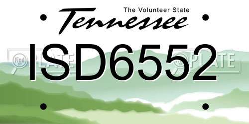 ISD6552 Tennessee License Plate