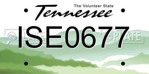 ISE0677 Tennessee License Plate