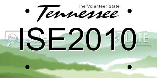 ISE2010 Tennessee License Plate