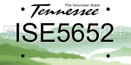 ISE5652 Tennessee License Plate
