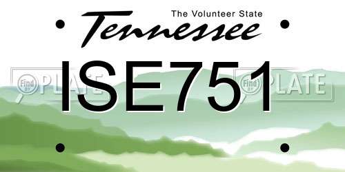 ISE751 Tennessee License Plate