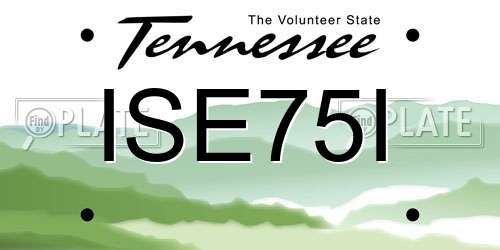 ISE75I Tennessee License Plate