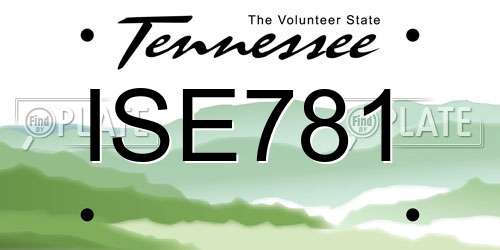 ISE781 Tennessee License Plate
