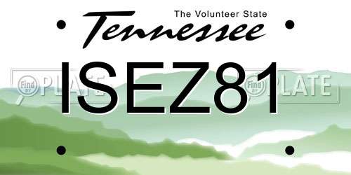 ISEZ81 Tennessee License Plate