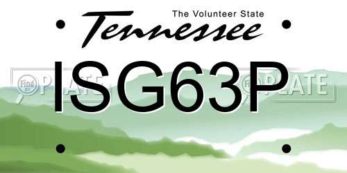 ISG63P Tennessee License Plate