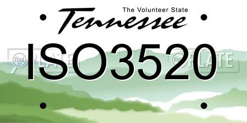 ISO3520 Tennessee License Plate
