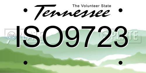 ISO9723 Tennessee License Plate