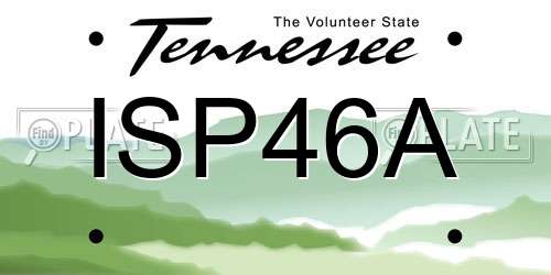 ISP46A Tennessee License Plate