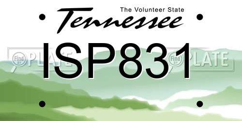 ISP831 Tennessee License Plate