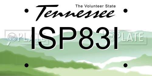 ISP83I Tennessee License Plate