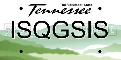 ISQGSIS Tennessee License Plate