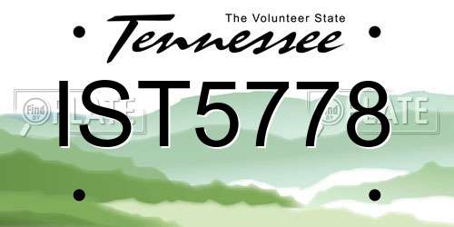 IST5778 Tennessee License Plate