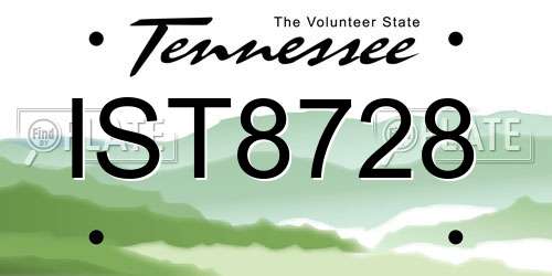 IST8728 Tennessee License Plate
