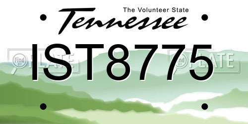 IST8775 Tennessee License Plate