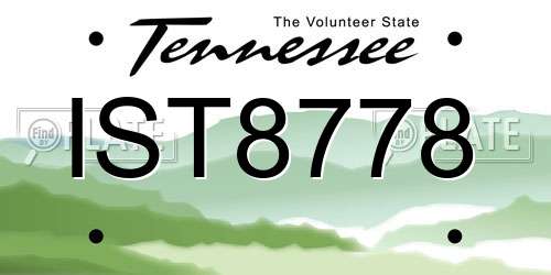 IST8778 Tennessee License Plate