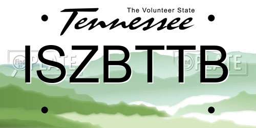 ISZBTTB Tennessee License Plate