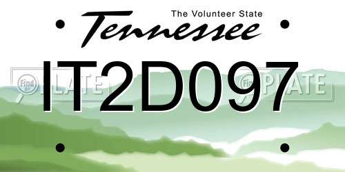 IT2D097 Tennessee License Plate