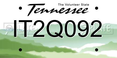 IT2Q092 Tennessee License Plate