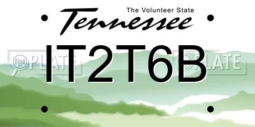 IT2T6B Tennessee License Plate