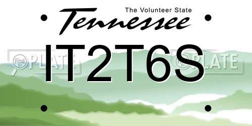IT2T6S Tennessee License Plate