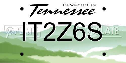 IT2Z6S Tennessee License Plate