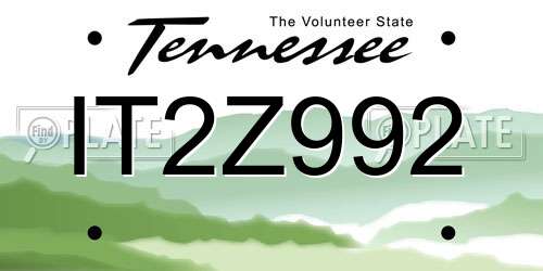 IT2Z992 Tennessee License Plate