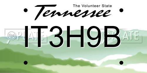 IT3H9B Tennessee License Plate